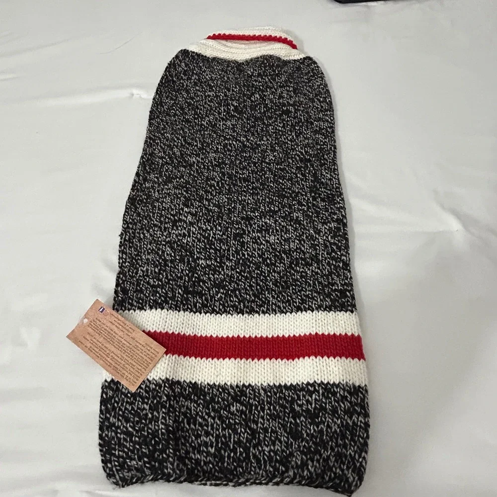 Chilly Dog Hand Knit Wool Alpaca Dog Sweater Marled Black Red White Shawl Collar